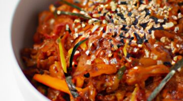 Rýžové placičky s kimchi a vaječným mixem