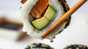 Sushi losos avokádo rolka.