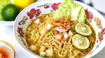 Indonéský nudlový salát Soto Betawi.