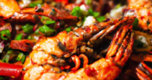 Čerstvé krémové chilli krevety.