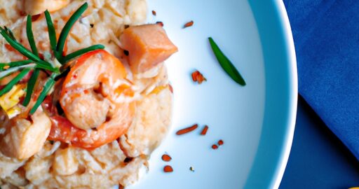 Risotto s houbami a šunkou.