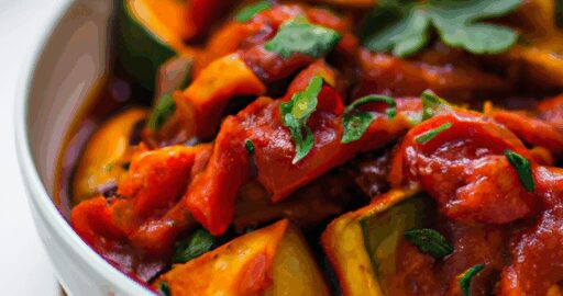 Ratatouille s pikantním bylinkovým pestem.