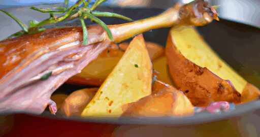 Pečená kachna s jablky a cibulí