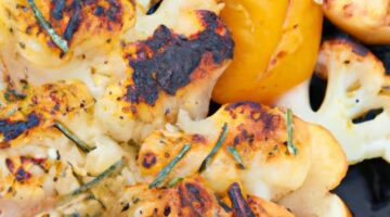 Květák s broskvemi na grilu